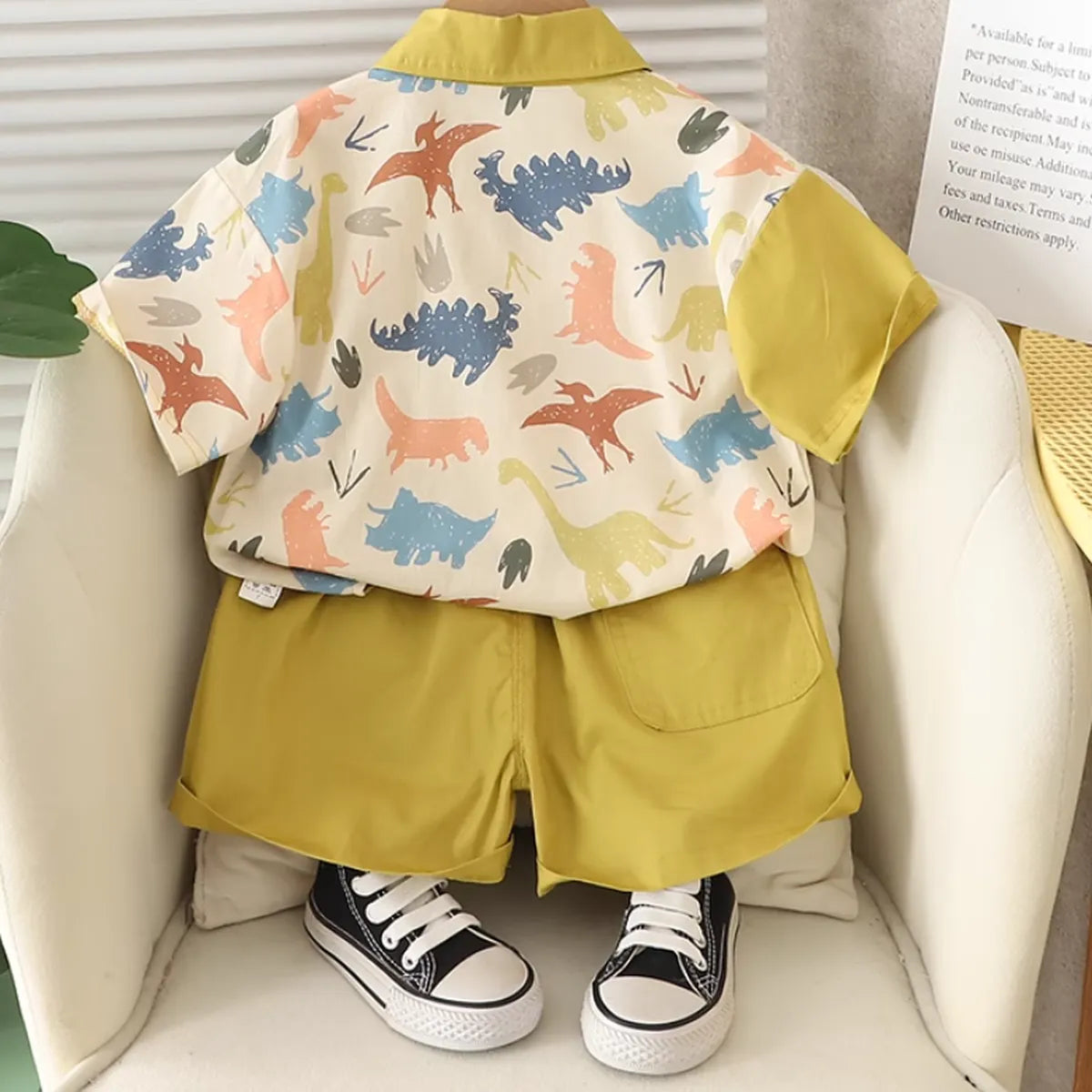 Colorful Dino Print Shirt & Shorts Set for Boys (1-5 Years)
